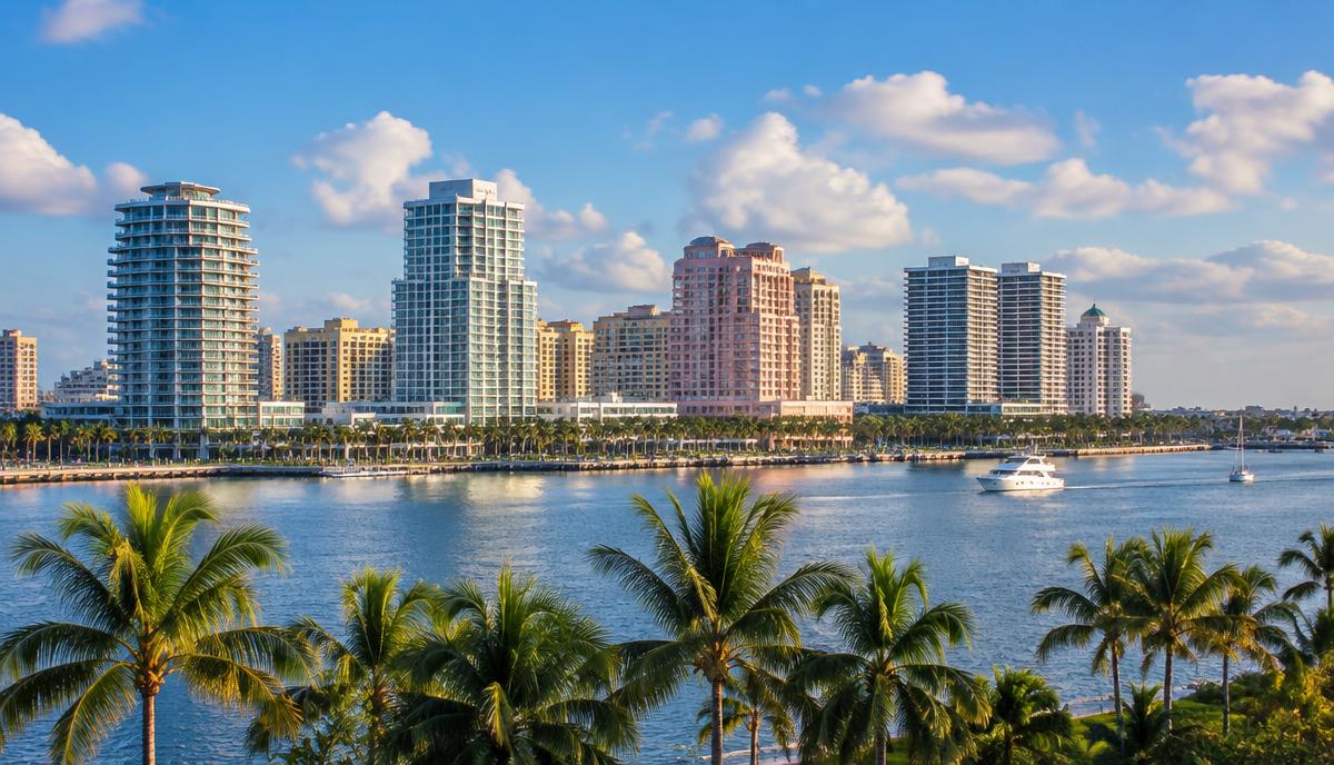West Palm Beach skyline along the waterfront